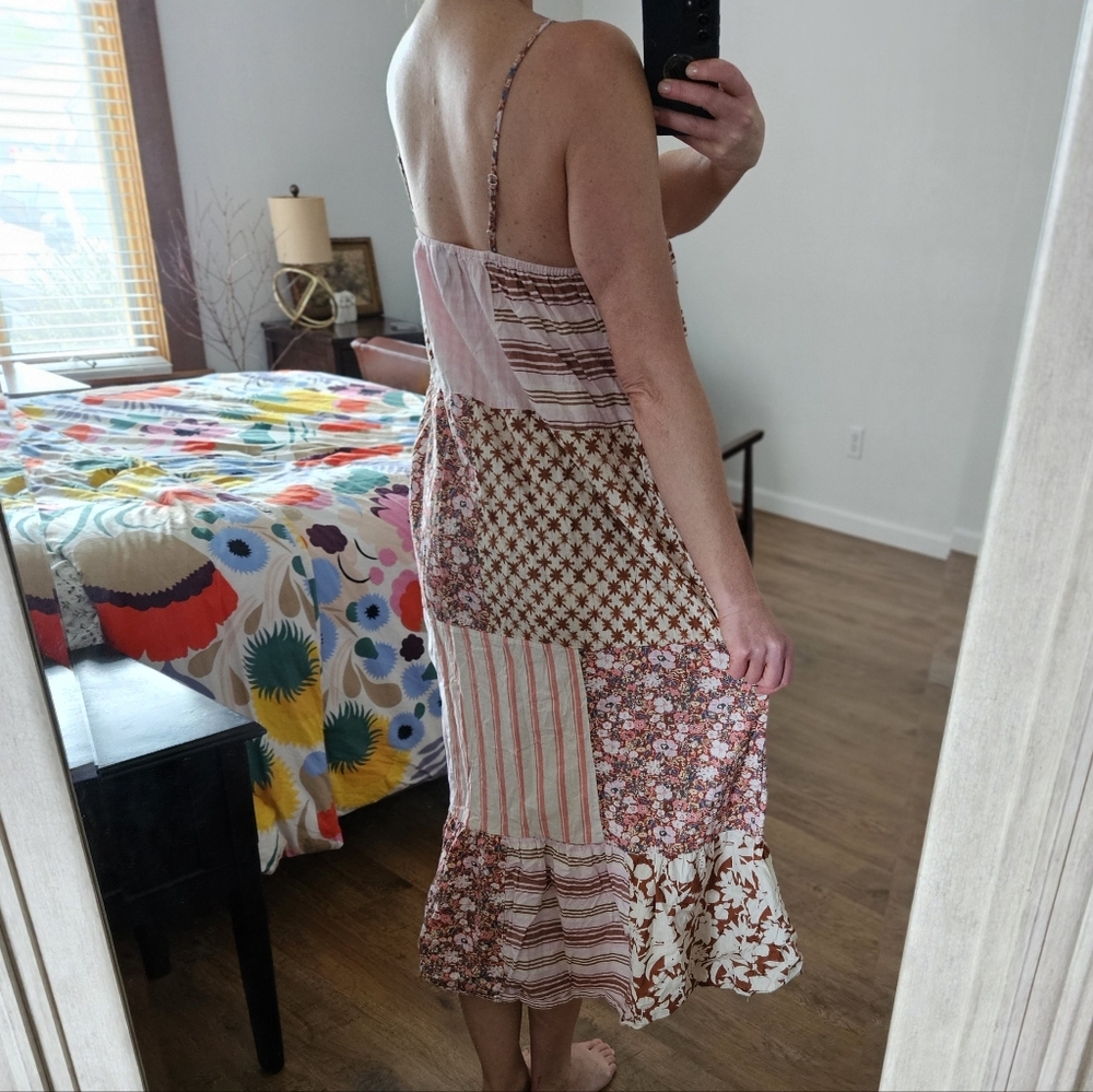 Universal Thread Pink and Brown Patchwork Maxi Dress, Size M - Picture 3 of 11